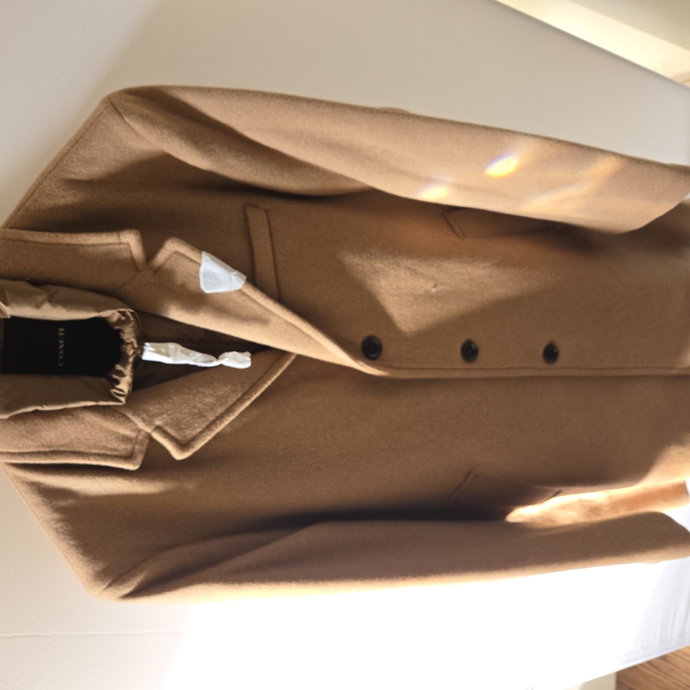 Coach Tan Trench Coat with Structured Design
